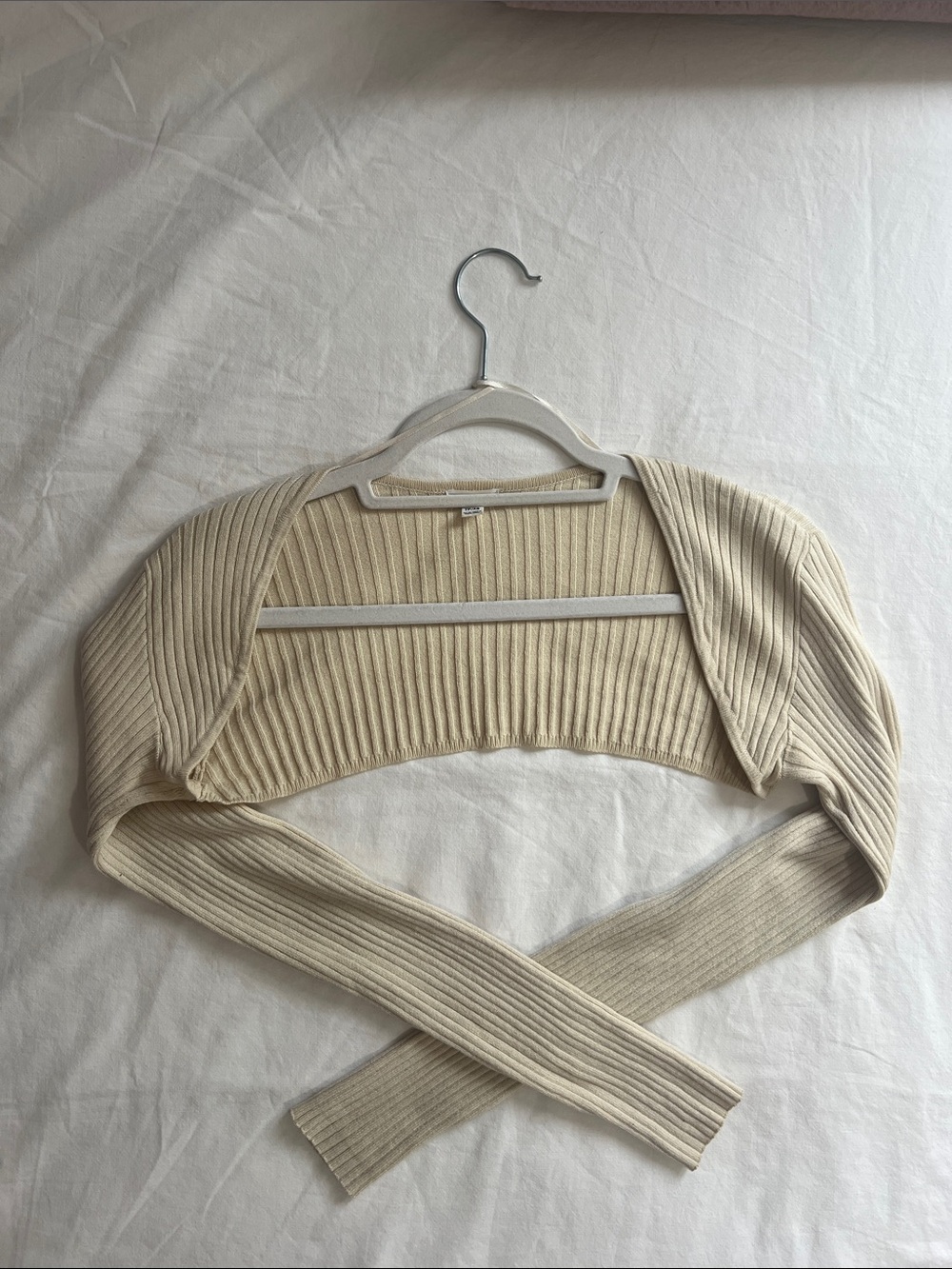 Garage Cream Ribbed Bolero Shrug